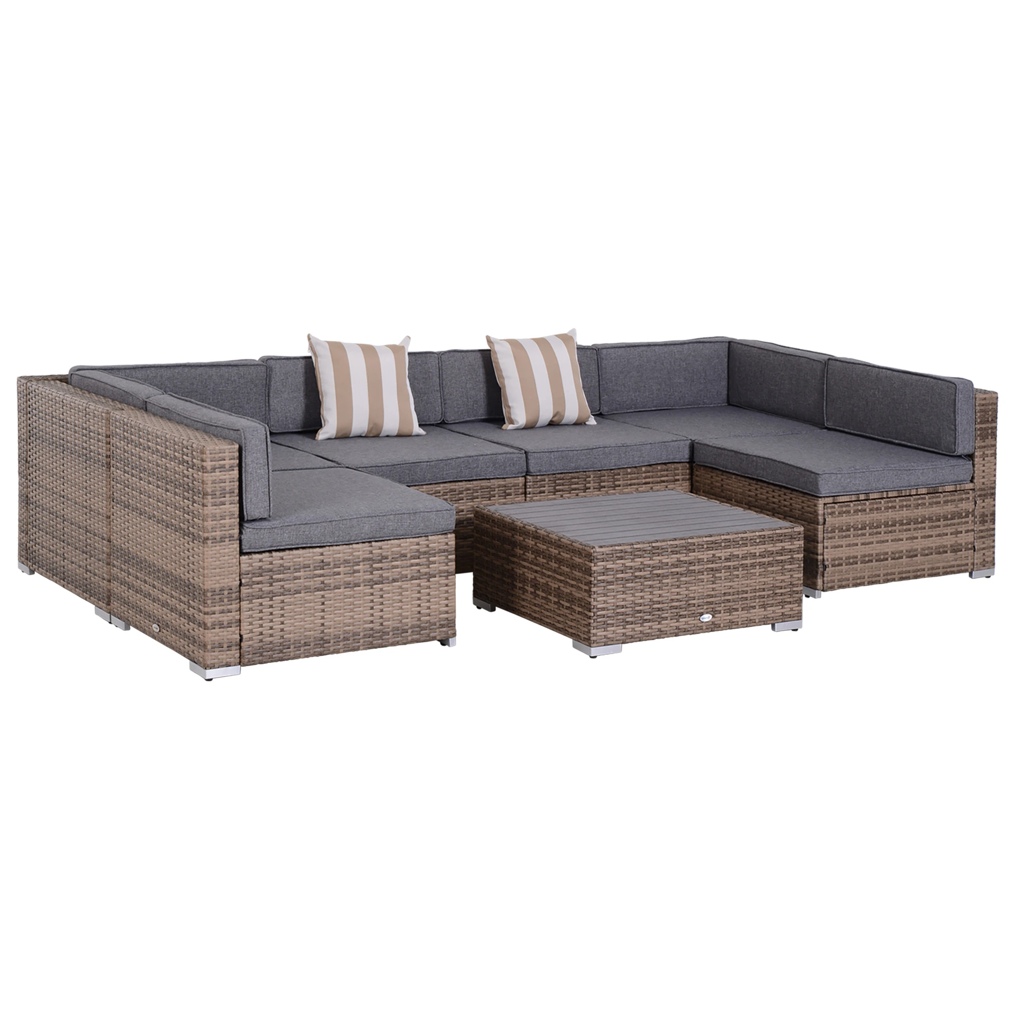 Salon de Gradina Outsunny din Rattan din 7 Piese Salon de Gradina Outsunny din Rattan din 7 Piese