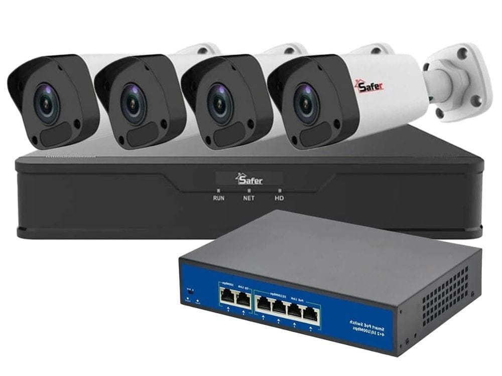 Kit supraveghere IP SAFER, 4 camere, 2MP, IR 30m