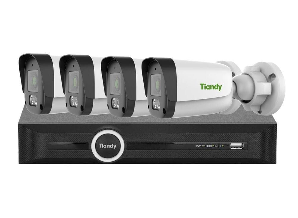 Kit supraveghere IP PoE Tiandy, 4 camere, 5MP