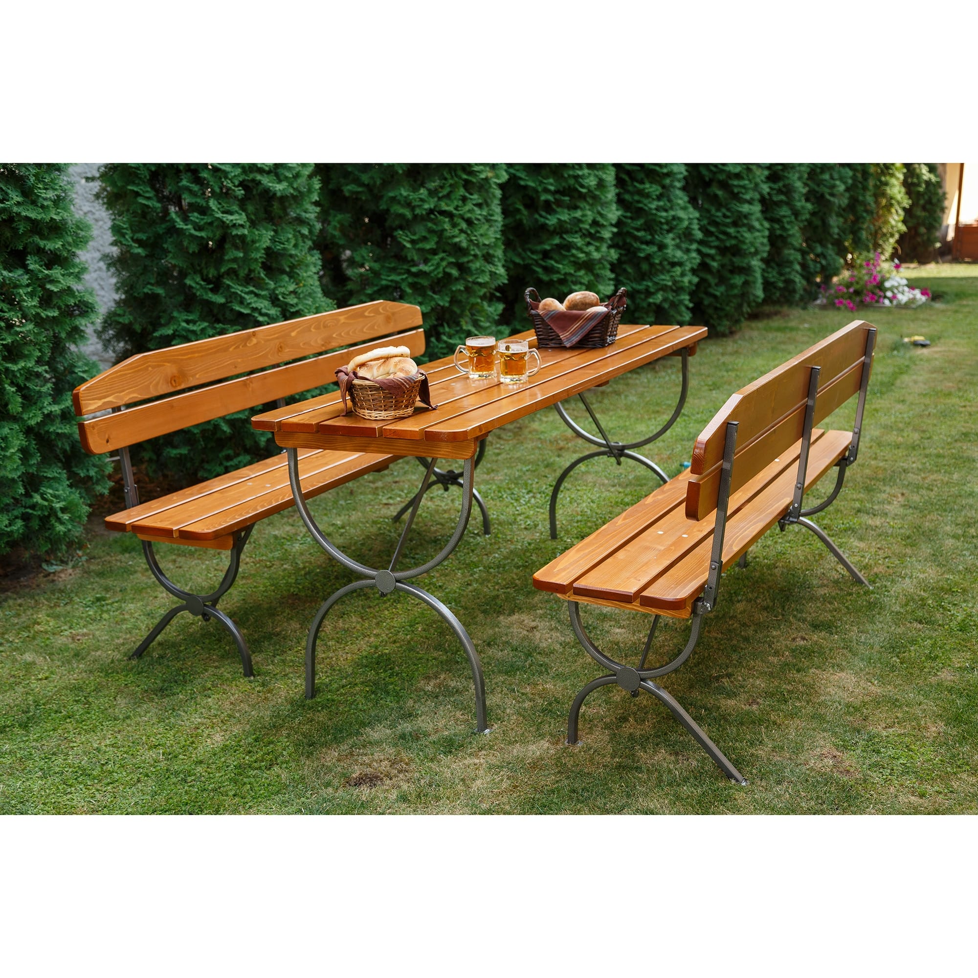 Set mobilier gradina LINZ lemn lacuit Set mobilier gradina LINZ lemn lacuit