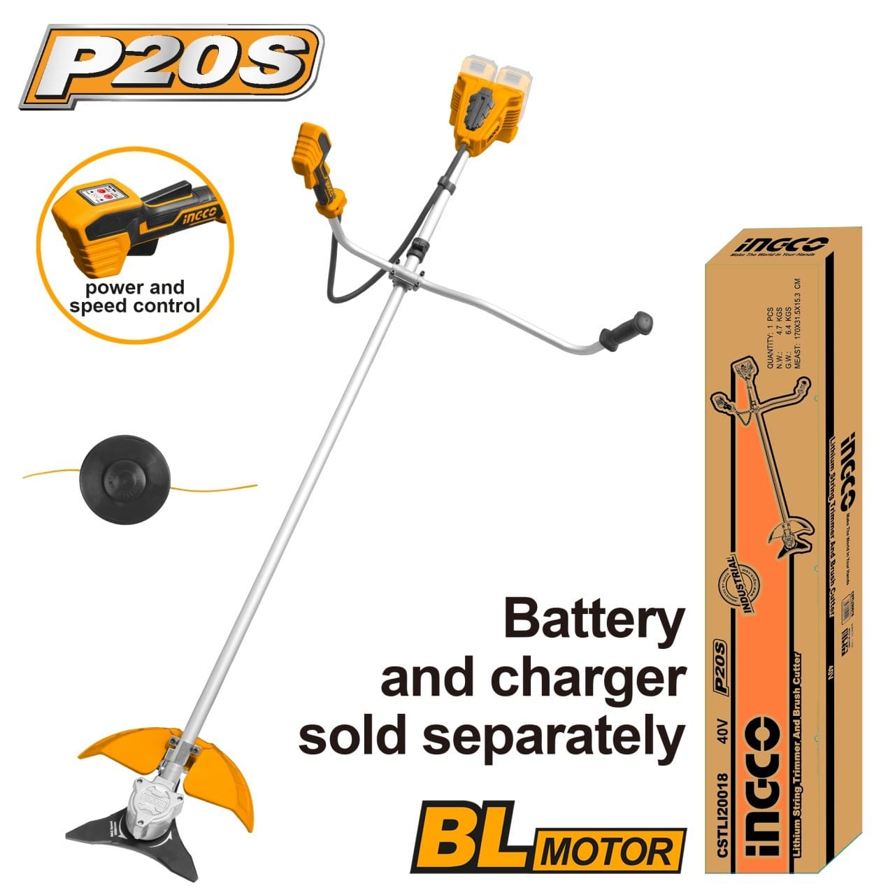 Motocoasa trimmer electric 40V brushless INGCO CSTLI20018 Motocoasa trimmer electric 40V brushless INGCO CSTLI20018