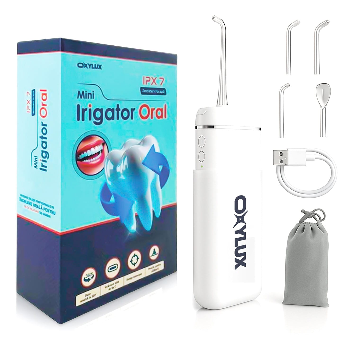 Imagine Mini Irigator Oral pentru Dus Bucal Portabil, OXYLUX