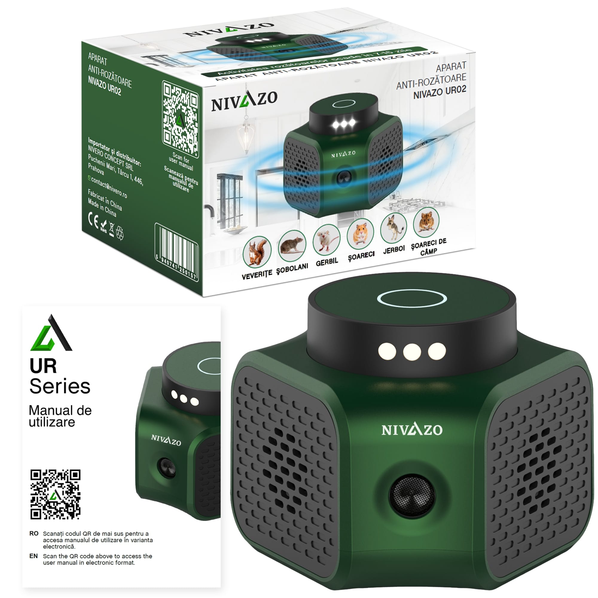 Aparat cu ultrasunete anti-soareci Nivazo UR02